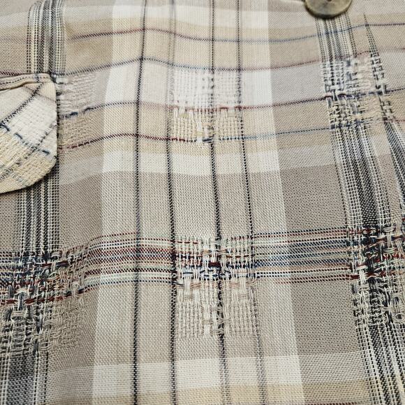 Vtg David N Plaid Blazer Womens 12 Linen Textured Acadamia Workwear Cottage Boho - Picture 4 of 9